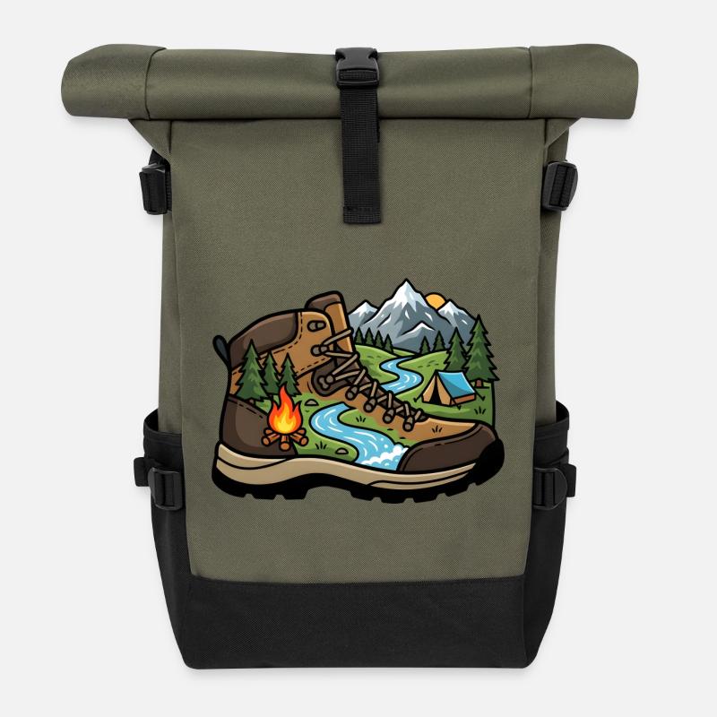 Camp Adventure Boot - Rolltop Rucksack - Olive/Schwarz
