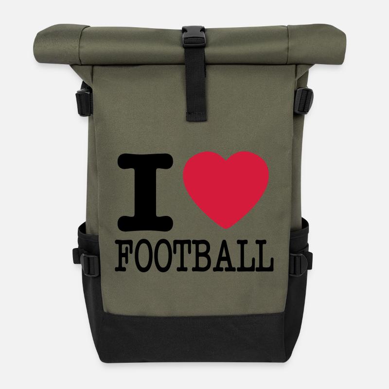 I love football - Roll Top Backpack - olive/black