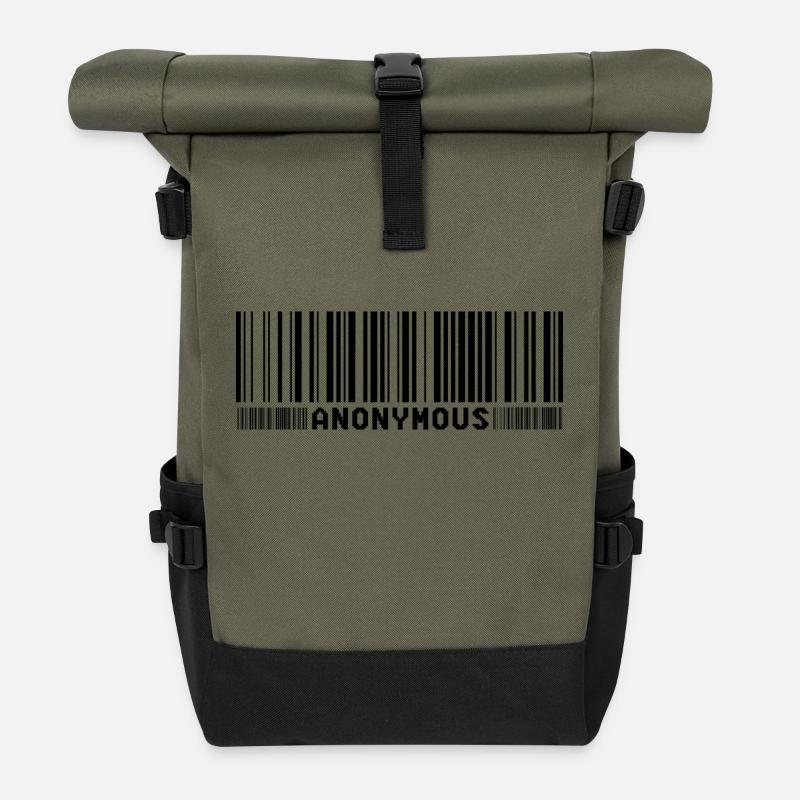 Anonymous Barcode - We are legion - Shirt - Rolltop Rucksack - Olive/Schwarz