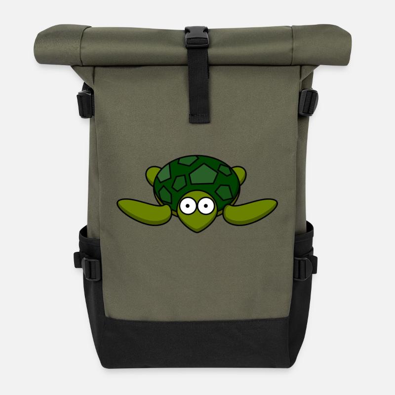 Süße Schildkröte! - Rolltop Rucksack - Olive/Schwarz