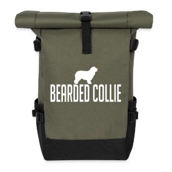 BEARDED COLLIE Hunderasse - Rolltop Rucksack - Olive/Schwarz - Vorne