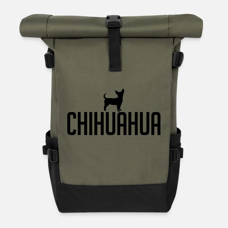 CHIHUAHUA dog - Roll Top Backpack - olive/black