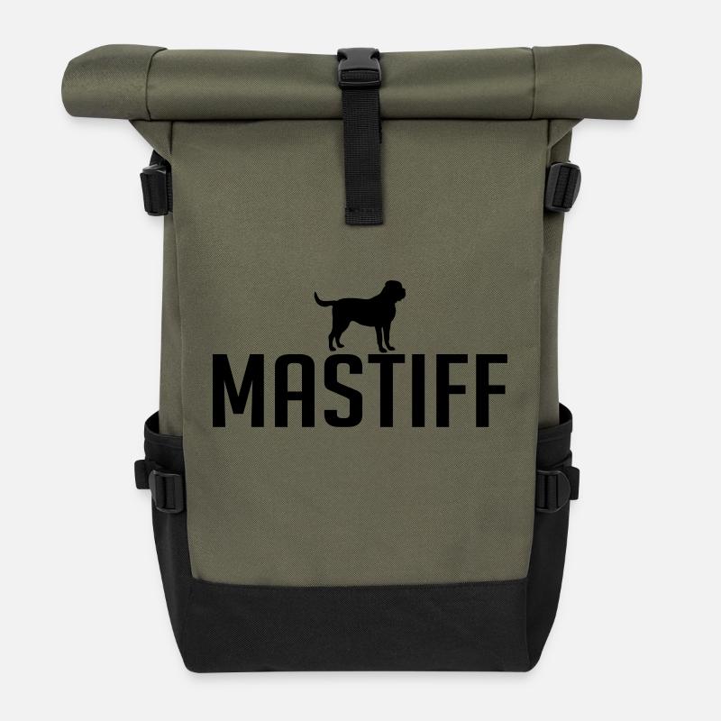 MASTIFF dog - Roll Top Backpack - olive/black