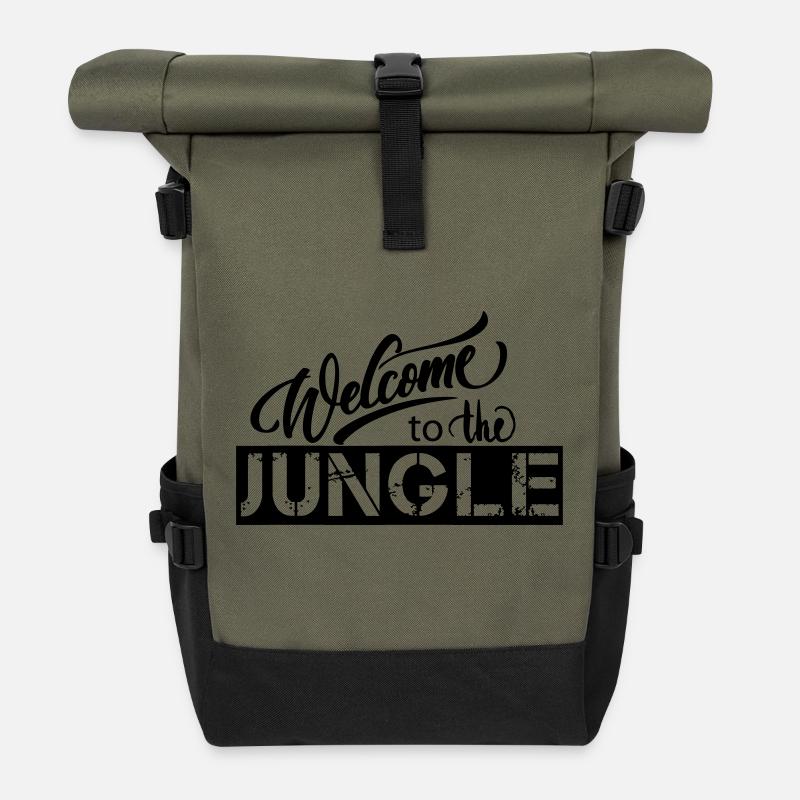 welcome to the jungle - Roll Top Backpack - olive/black