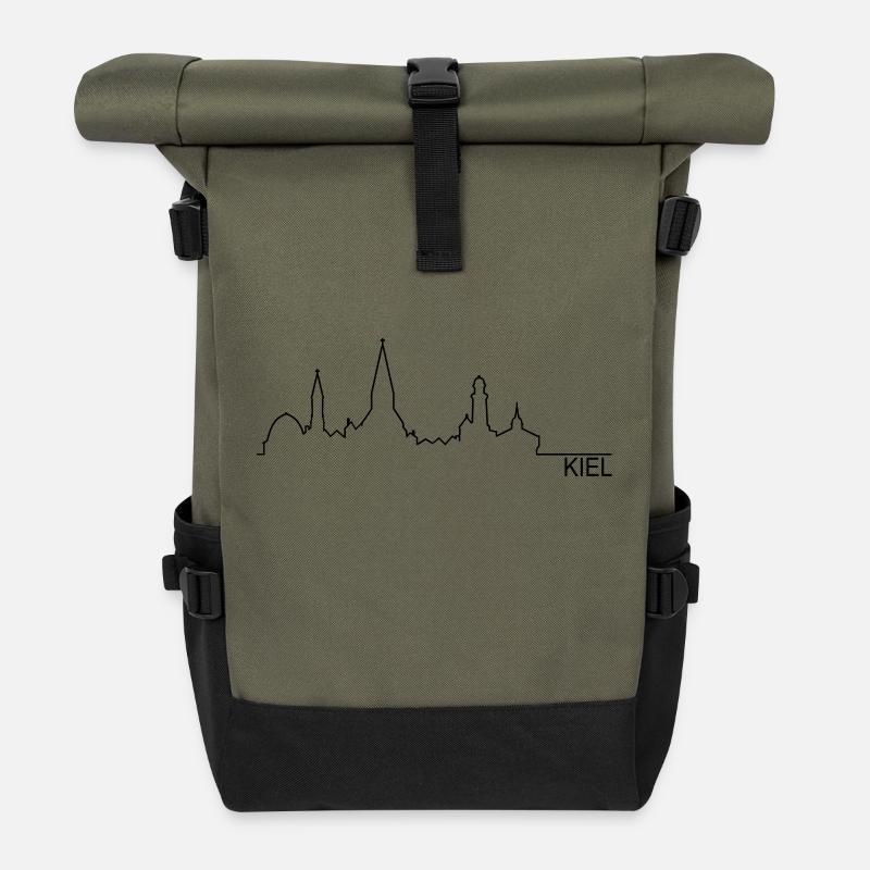 Skyline Kiel Silhouette Name - Rolltop Rucksack - Olive/Schwarz