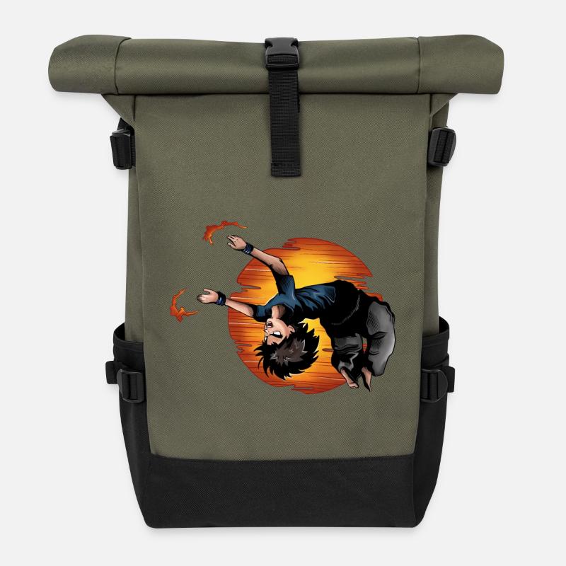 Figurine Backflip Anime Manga - Sac à dos roll top - olive/noir