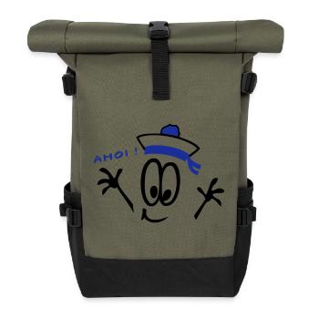 Matrose, ahoi, Comic - Rolltop Rucksack - Olive/Schwarz - Vorne