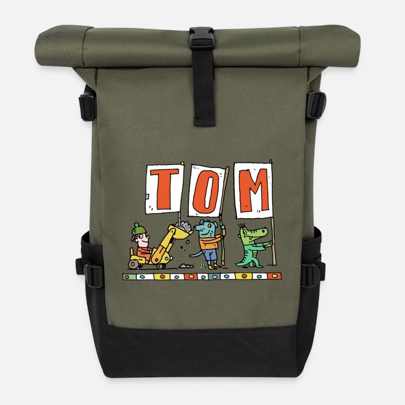 C’est l’anniversaire de TOM - Sac à dos roll top - olive/noir