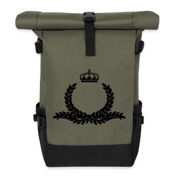 Ornate laurel wreath with crown - Roll Top Backpack - olive/black - Front