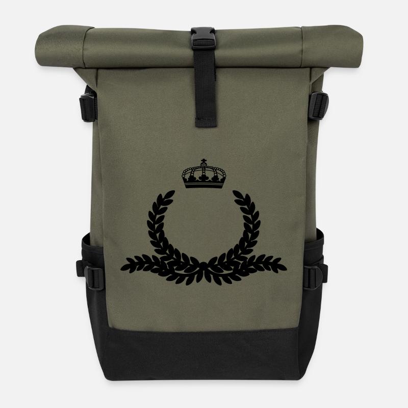 Couronne de laurier ornée avec couronne - Sac à dos roll top - olive/noir
