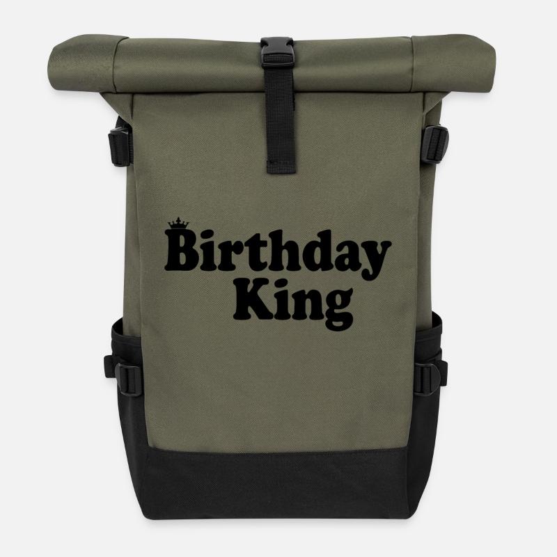Birthday king - Rolltop Rucksack - Olive/Schwarz