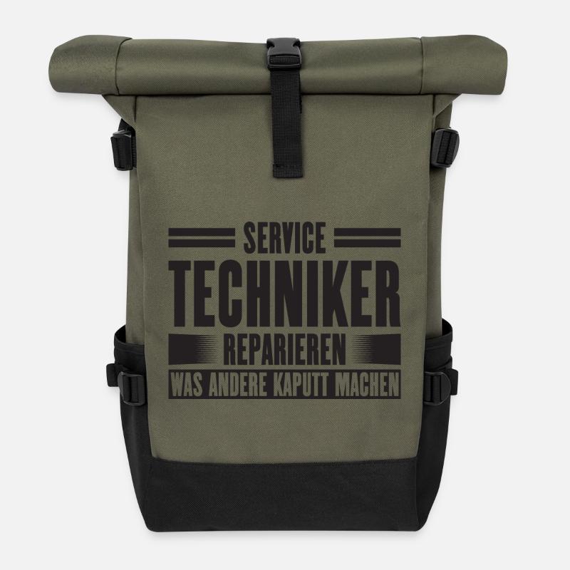 Servicetechniker Support Lösung Spruch Service - Rolltop Rucksack - Olive/Schwarz