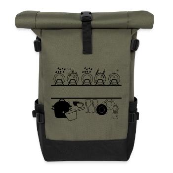 Spülmaschinenlogo mit Platz für Geschirrspüler, Firma - Rolltop Rucksack - Olive/Schwarz - Vorne