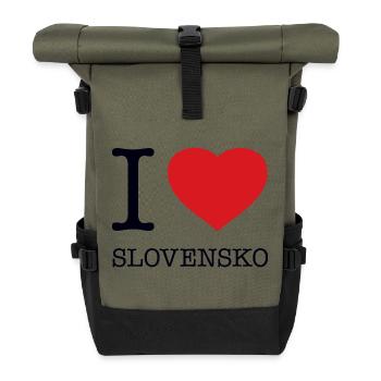 I LOVE SLOVAKIA Slowakei - Rolltop Rucksack - Olive/Schwarz - Vorne