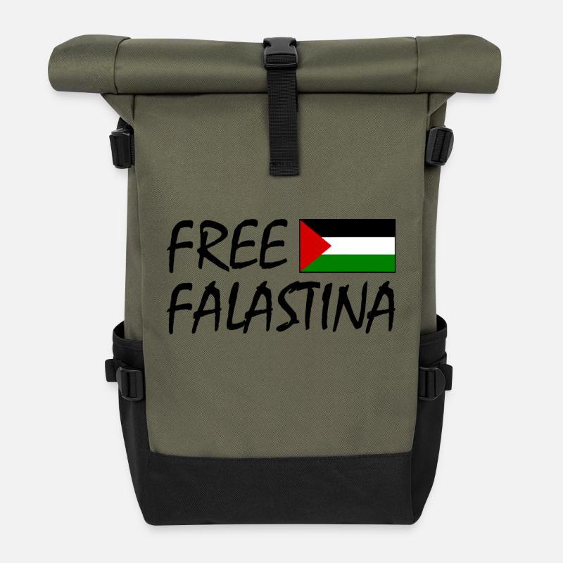 Free palestine - Roll Top Backpack - olive/black