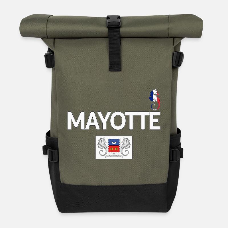 T SHIRT MAYOTTE - Sac à dos roll top - olive/noir