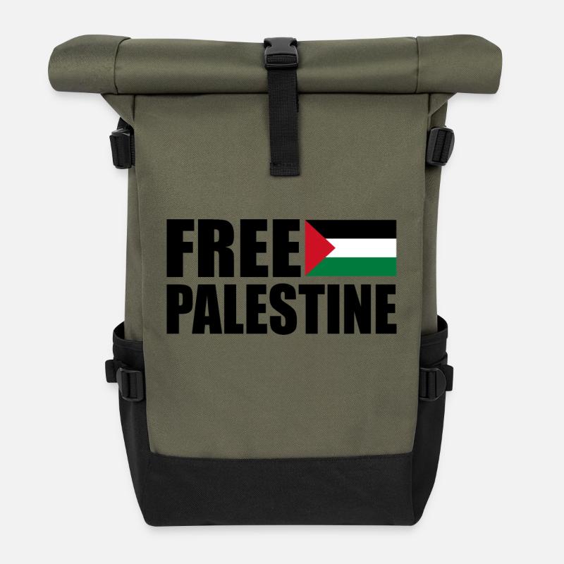 Free palestine - Roll Top Backpack - olive/black