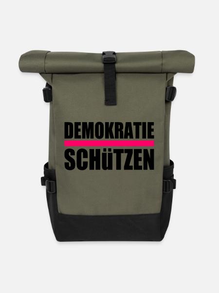 Demokratie schützen - Rolltop Rucksack - Olive/Schwarz