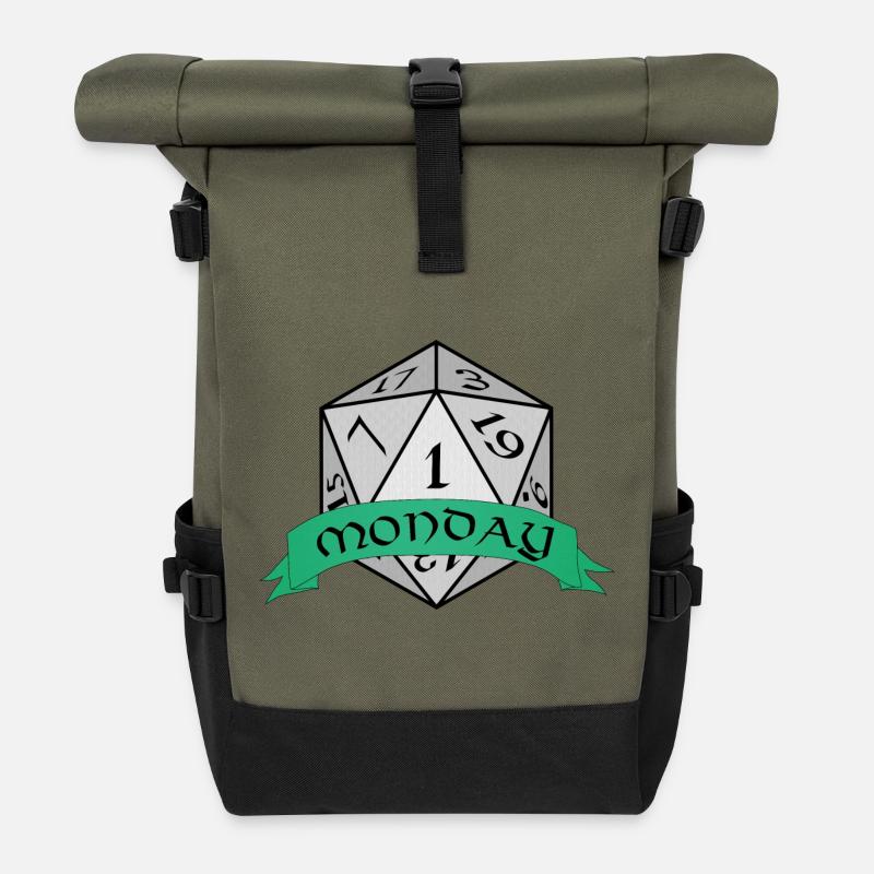 Montagswürfel-Emblem - Rolltop Rucksack - Olive/Schwarz