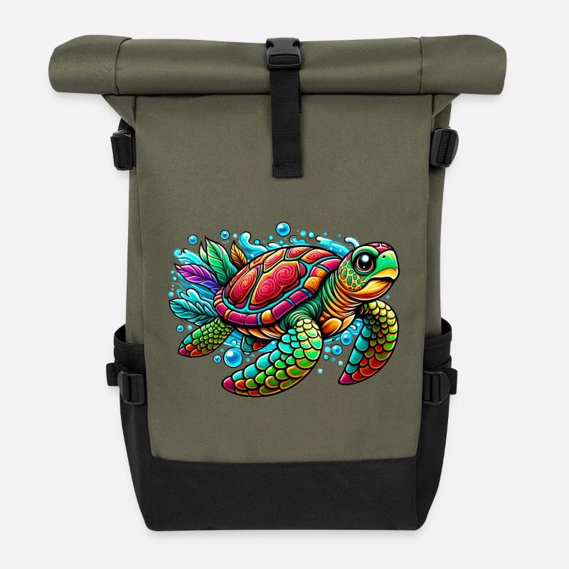 Schildkröte - Rolltop Rucksack - Olive/Schwarz