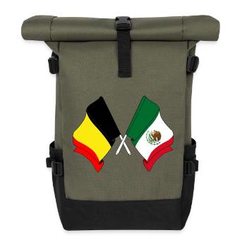 Drapeau de la Belgique, drapeau du Mexique - Sac à dos roll top - olive/noir - Devant