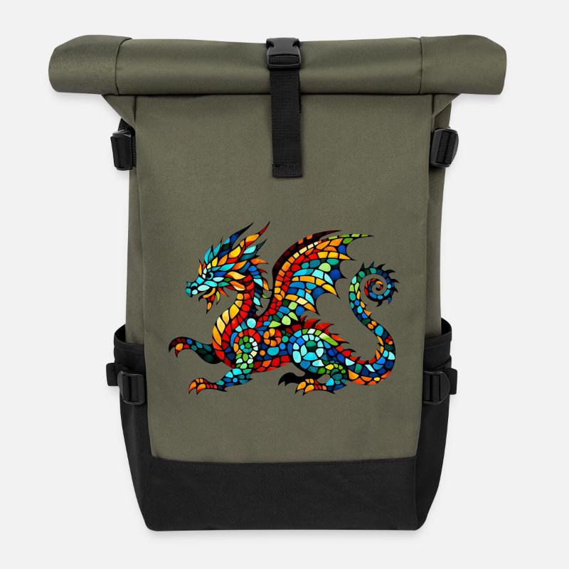 Drache - Rolltop Rucksack - Olive/Schwarz