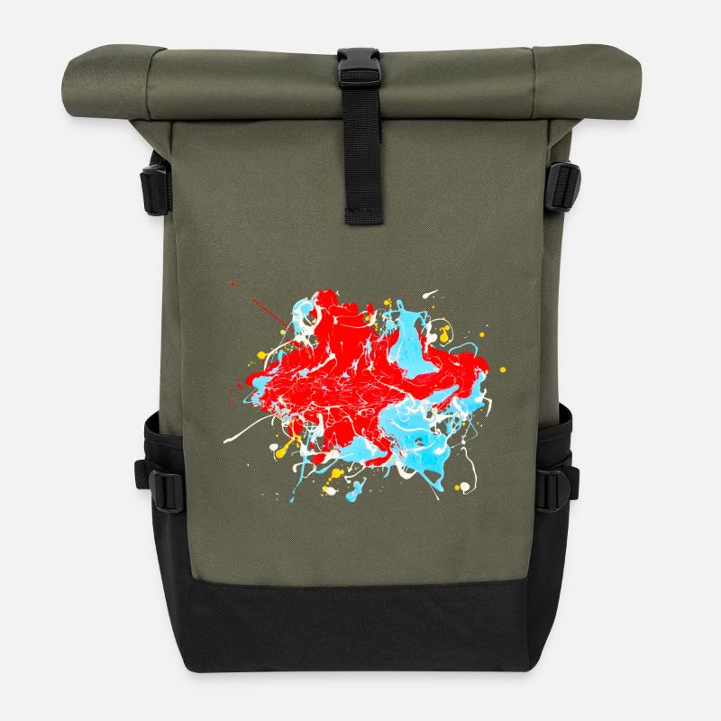 Bleu clair.Éclaboussure - Sac à dos roll top - olive/noir