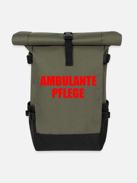 ambulante pflege - Rolltop Rucksack - Olive/Schwarz