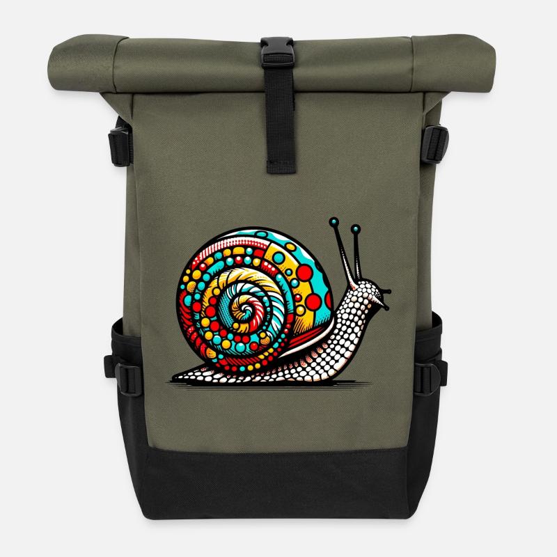 Snail - Roll Top Backpack - olive/black