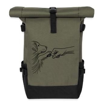 Dog and Human Bond Fist Bump Best Friend - Roll Top Backpack - olive/black - Front