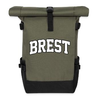 Brest logo: Collegiate design with maritime style - Roll Top Backpack - olive/black - Front