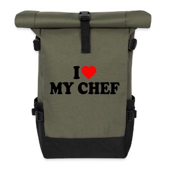 I love my chef - Rolltop Rucksack - Olive/Schwarz - Vorne