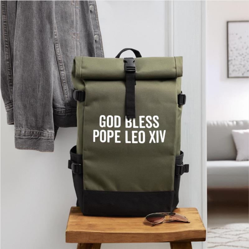 God Bless Pope Leo XIV Roll Top Backpack