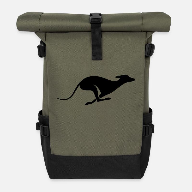 Windhund Silhouette – Lévrier, Greyhound Design - Sac à dos roll top - olive/noir