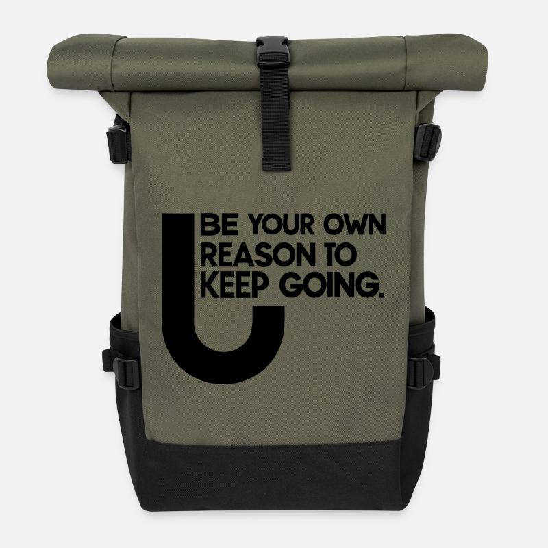 Vivid Mandala Abstract Pattern - Roll Top Backpack - olive/black