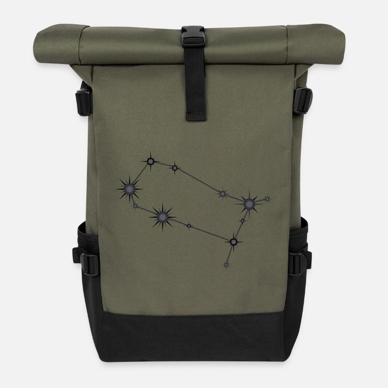 Zwillinge Sternbild Sternzeichen Schwarz & Grau - Rolltop Rucksack - Olive/Schwarz