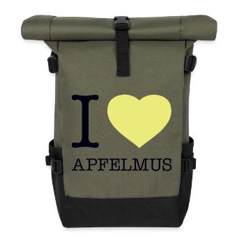 I love Apfelmus - Rolltop Rucksack - Olive/Schwarz - Vorne