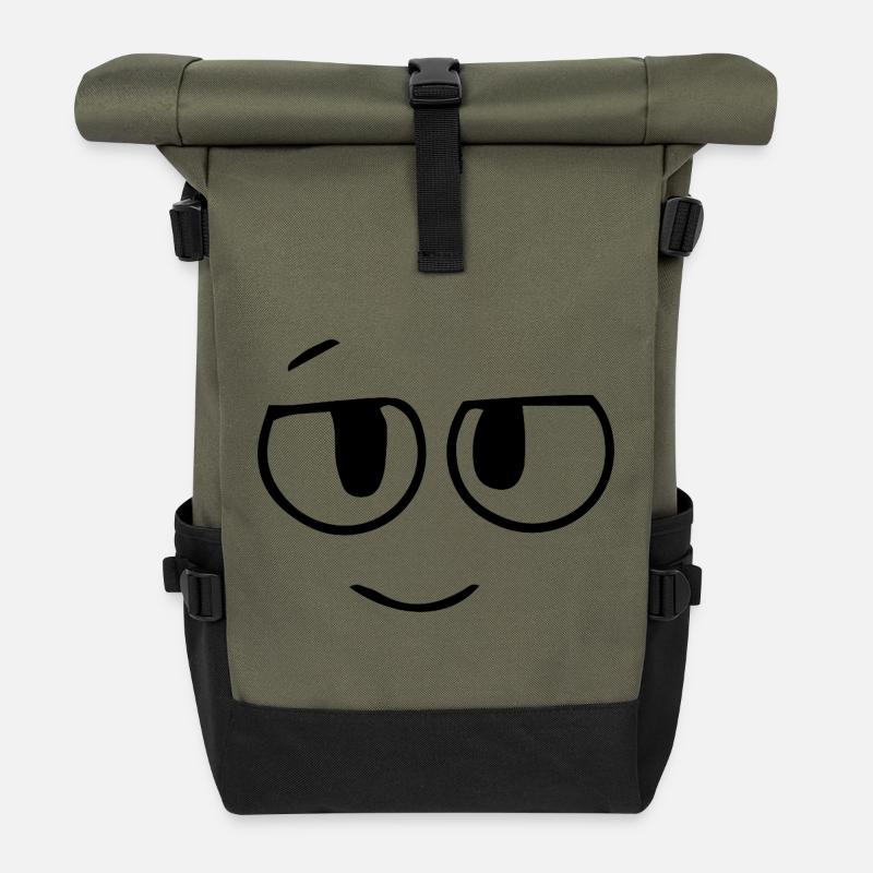 Lustige_Brille - Rolltop Rucksack - Olive/Schwarz