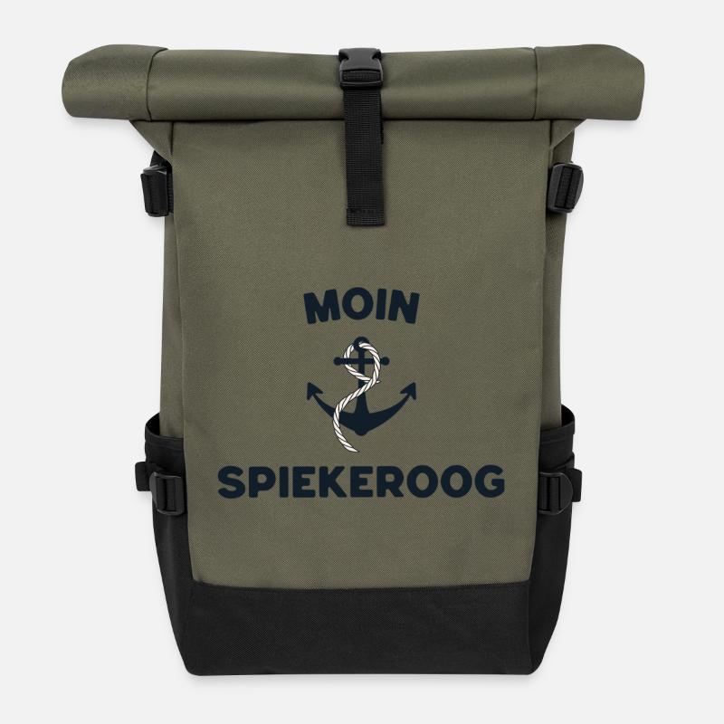 Moin Spiekeroog – Conception d’ancres maritimes - Sac à dos roll top - olive/noir