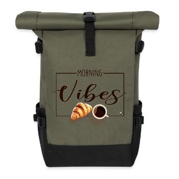 Tasse de café et croissant - Sac à dos roll top - olive/noir - Devant