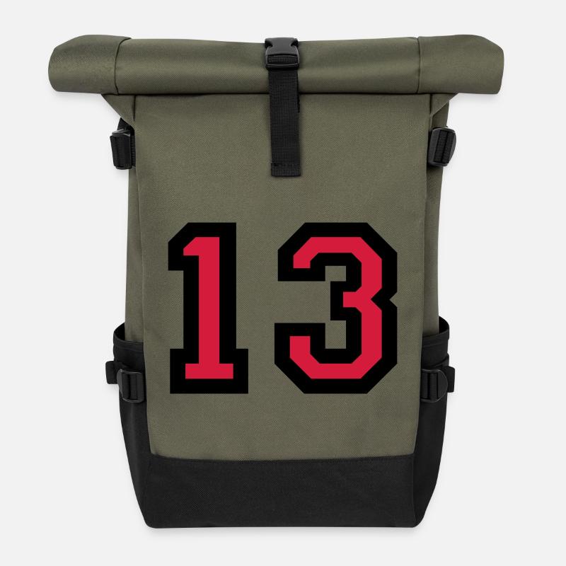 Le numéro 13 - numéro de treize - Sac à dos roll top - olive/noir