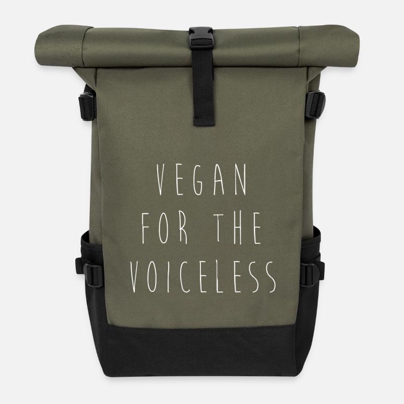 Vegan for the Voiceless - Rolltop Rucksack - Olive/Schwarz
