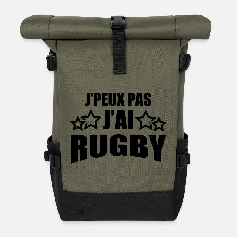 j'peux pas j'ai rugby - Sac à dos roll top - olive/noir