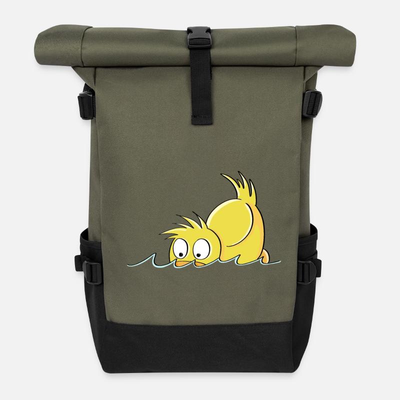 Duck Duck - Bande dessinée de canard - Sac à dos roll top - olive/noir