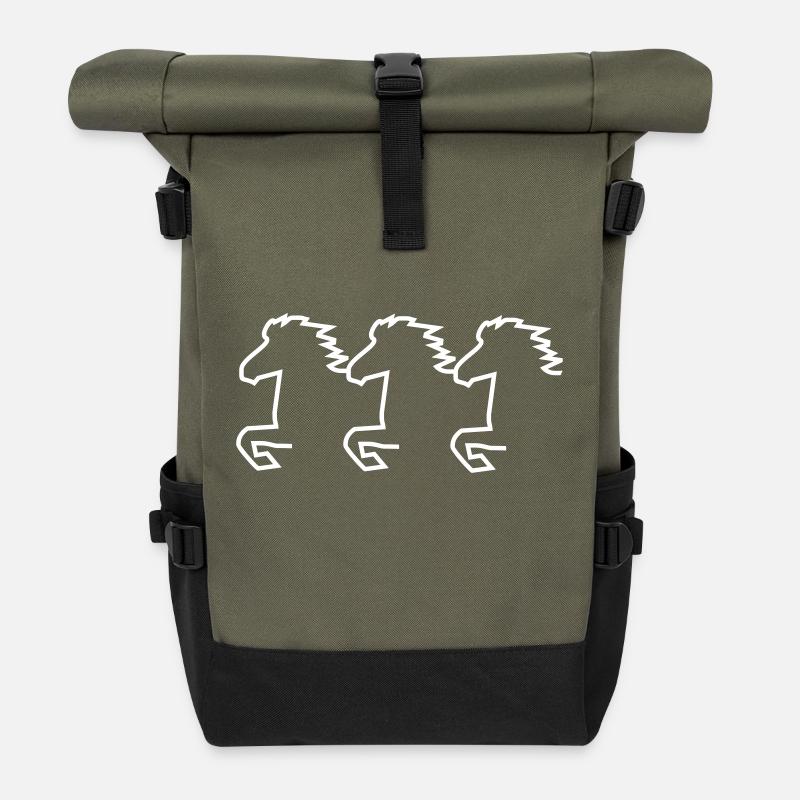 Islandpferd - Rolltop Rucksack - Olive/Schwarz