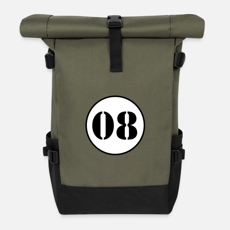 NUMMER 08 Acht Geburtstag Geschenk - Rolltop Rucksack - Olive/Schwarz