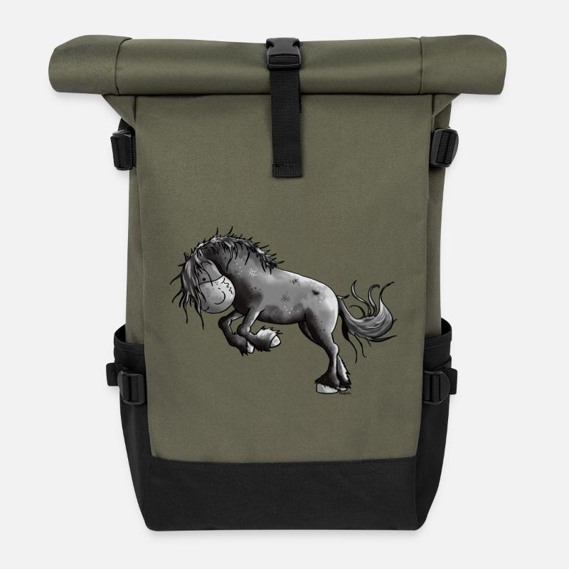 Wilder Friese - Pferd - Rolltop Rucksack - Olive/Schwarz