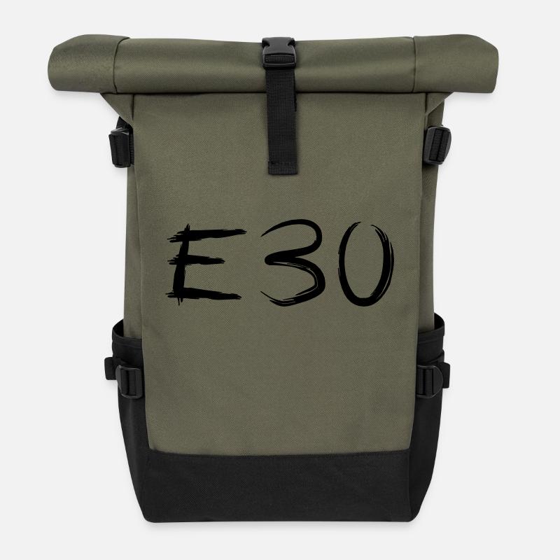 E30 Kaligraphie Art - Rolltop Rucksack - Olive/Schwarz