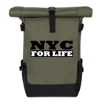 Cool - NYC For life - Design by Milaino - Roll Top Backpack - olive/black - Front