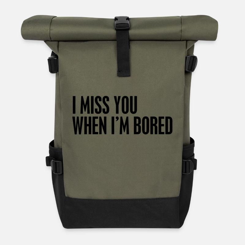 I miss you when I'm bored - Roll Top Backpack - olive/black